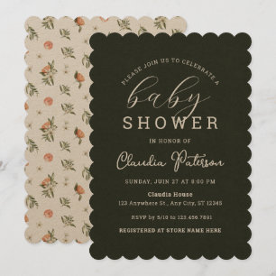 Invitación Simple minimalista verde elegante Naranja Baby Sho