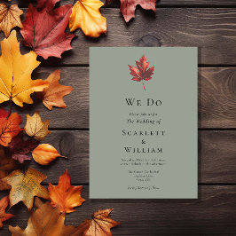 Invitación Simple Mínimo Fall Leaf Sage Green Lo Hacemos Boda