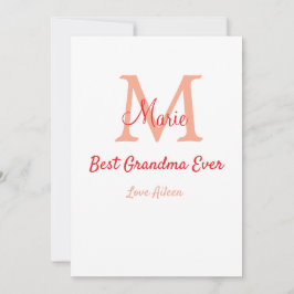 Invitación simple mínimo mejor Abuela nunca texto de monogram