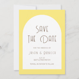 Invitación Simple Mínimo Retro Amarillo Guardar El Boda De Fe
