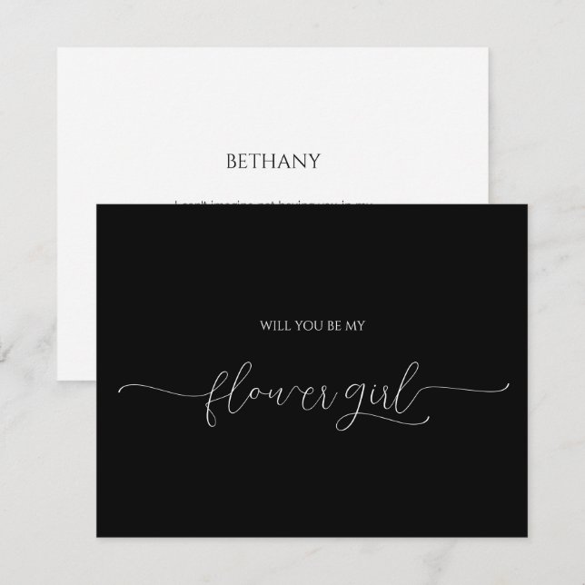 Invitación Simple Mínimo Script Flower Girl Propuesta Card (Anverso / Reverso)