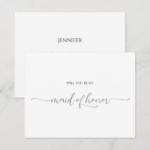 Invitación Simple Mínimo Script Maid of Honor Propuesta Card