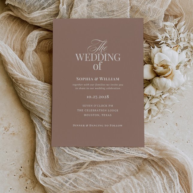 Invitación Simple Mocha Taupe | Luxe Neutral Wedding (Subido por el creador)