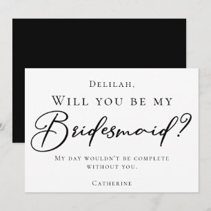 Invitación Simple Moda Black Script Serás Mi Novia