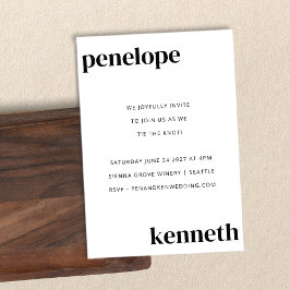 Invitación Simple Moda Blanca Negra Boda Moderno Todo En Uno