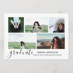 Invitación Simple Moda Casual Guión Graduado Cinco Foto