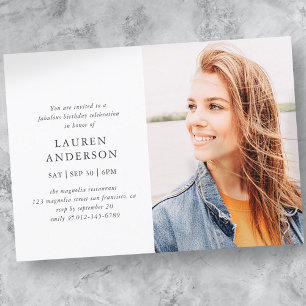Invitación Simple Moda Fab Moderna Foto Celebración de cumple