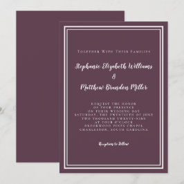 Invitación Simple Moda moderna Boda de ciruelas púrpuras Mini
