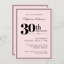 Simple Moda moderna rosa y negro 30 cumpleaños