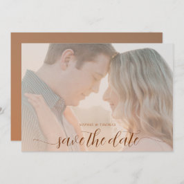 Invitación Simple Moda Terracotta Photo Wedding Guardar la fe