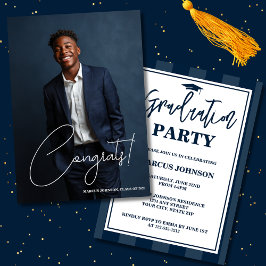 Invitación Simple Modern Blue Photo 2026 Graduation Party