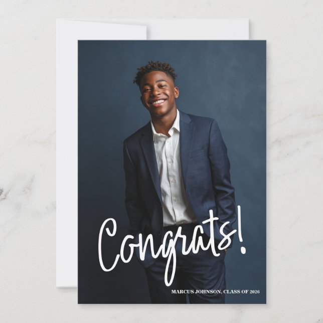 Invitación Simple Modern Blue Photo 2026 Graduation Party (Anverso)