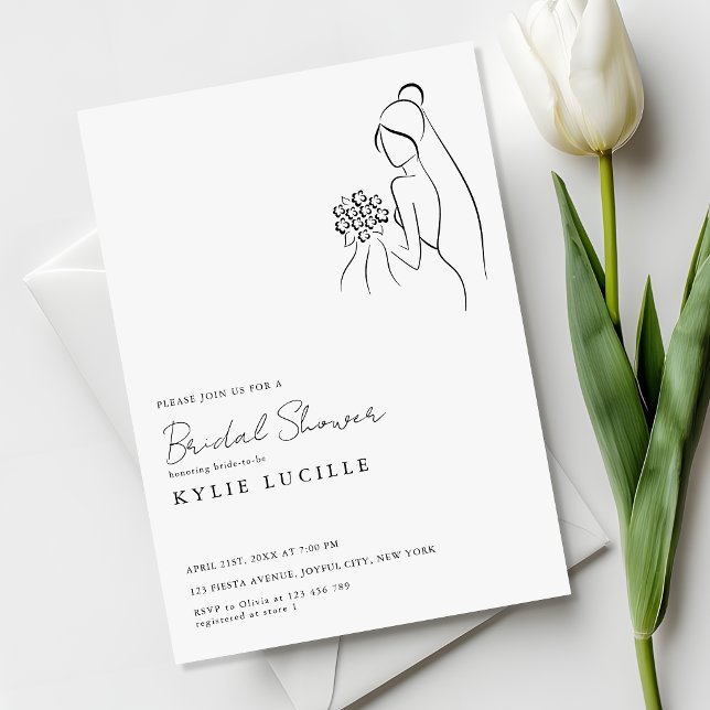 Invitación Simple Modern Bride Drawing Bridal Shower (Subido por el creador)