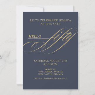 Invitación Simple Modern Caligraphy Fifty 50th Birthday Party