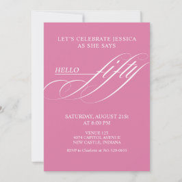 Invitación Simple Modern Caligraphy Fifty 50th Birthday Party