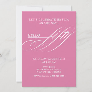 Invitación Simple Modern Caligraphy Fifty 50th Birthday Party