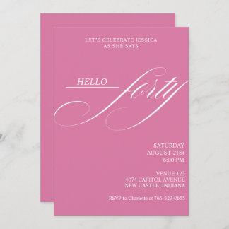 Invitación Simple Modern Caligraphy Forty 40th Birthday Party