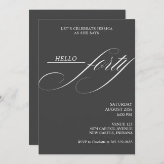 Invitación Simple Modern Caligraphy Forty 40th Birthday Party