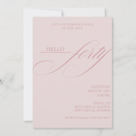 Invitación Simple Modern Caligraphy Forty 40th Birthday Party