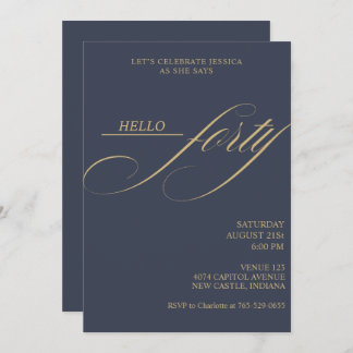Invitación Simple Modern Caligraphy Forty 40th Birthday Party