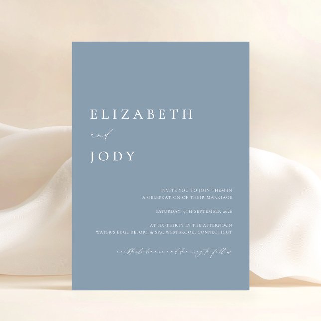 Invitación Simple Modern Elegant Dusty Blue Wedding  (Subido por el creador)