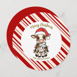 Invitación Simple modern merry christmas calf Cow OX pattern