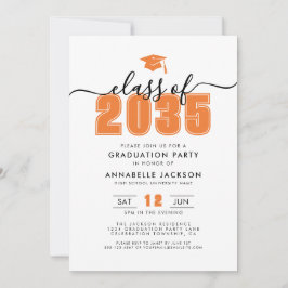 Invitación Simple Modern Orange Graduation Party
