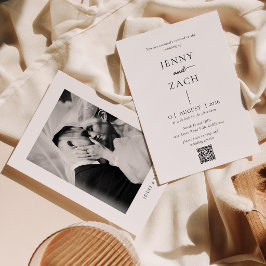 Invitación Simple Modern Photo Qr Code Wedding