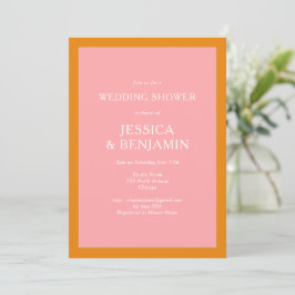 Invitación Simple Modern Pink and Orange Bridal Shower