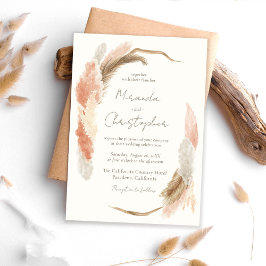Invitación Simple Modern Rustic Pampas Grass Wedding