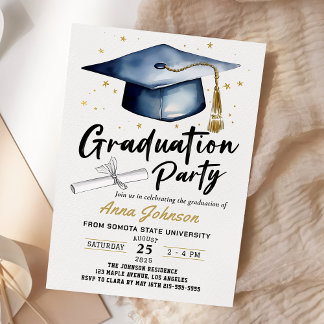 Invitación Simple Modern Script Class of '26 Graduation Party