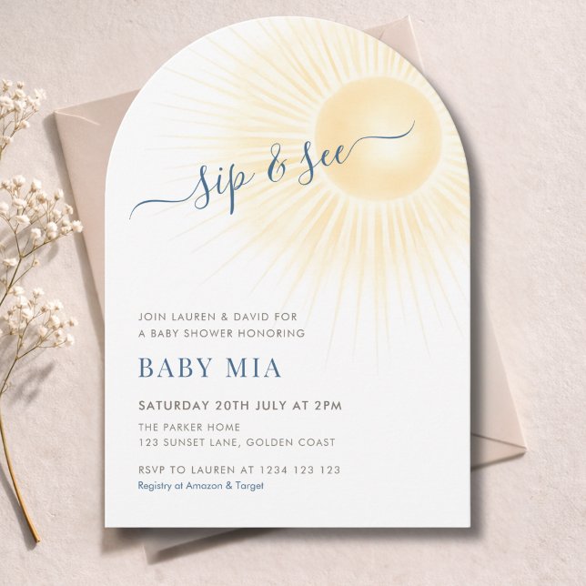 Invitación Simple Modern Sunshine Sip & See Neutral (Subido por el creador)