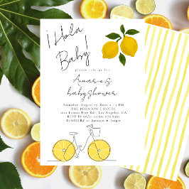 Invitación Simple Modern Yellow Lemon Stripes Baby Shower