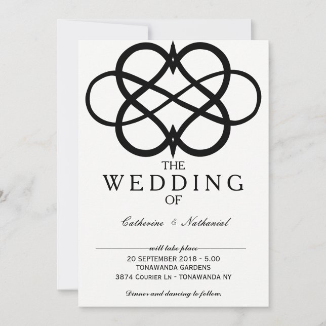 Invitación simple moderna de la boda del corazón (Anverso)