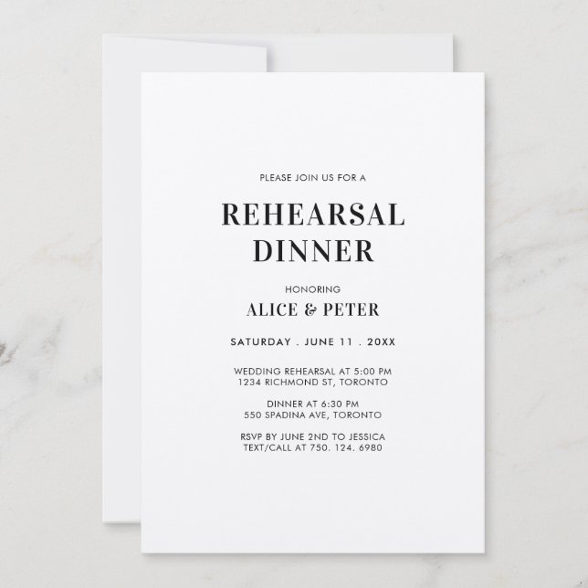 Invitación simple moderna de monograma para cena d (Anverso)