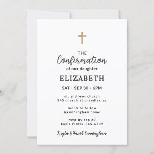 Invitación Simple Moderna Elegante Cruz Confirmación