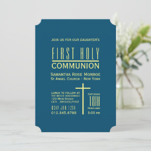 Invitación Simple, moderna, primera comunión sagrada