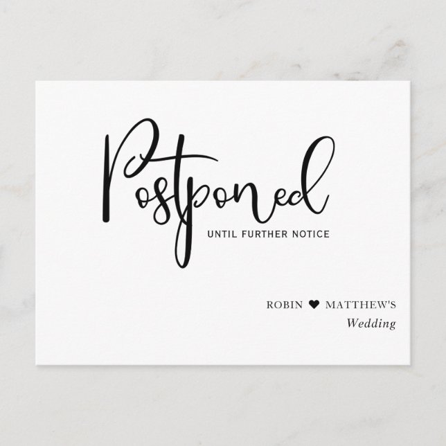 Invitación simple, moderna y Boda de postposición (Anverso)