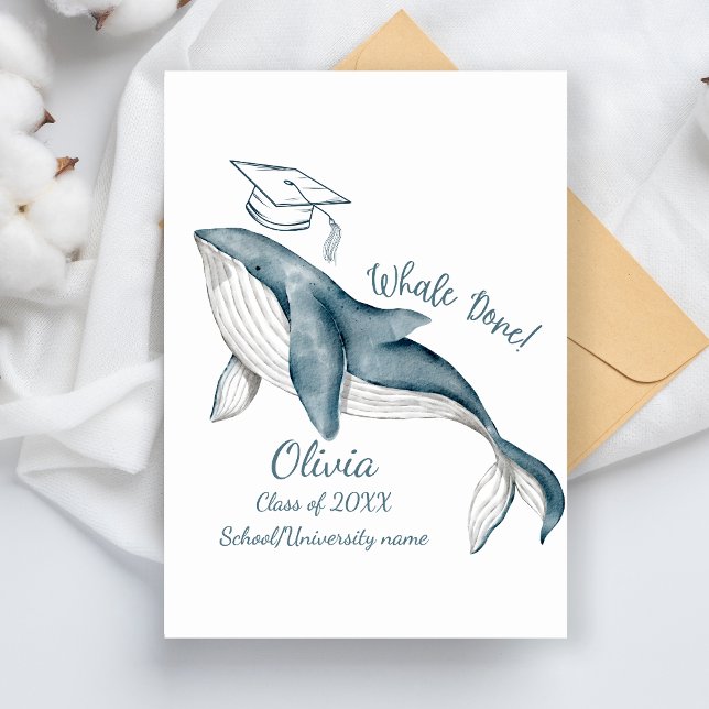 Invitación Simple Moderno Ballena Hecho Blanco Azul Fiesta de (Subido por el creador)