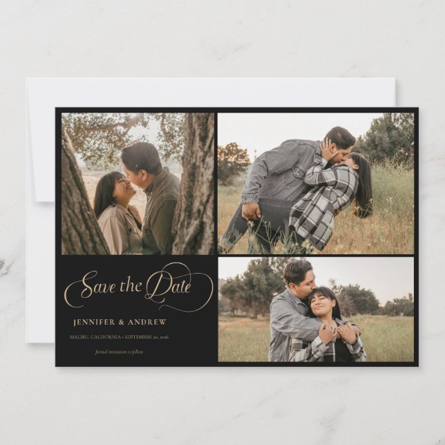 Invitación Simple Moderno Clásico | Foto Guardar la Fecha (Anverso)
