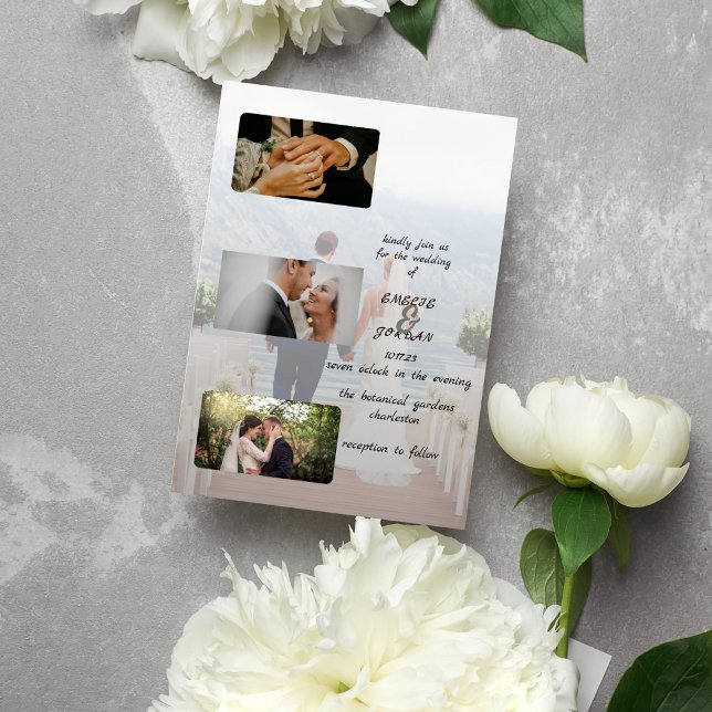 INVITACIÓN SIMPLE MODERNO CON 5 BODAS FOTOGRÁFICOS PERSONALIZ (Subido por el creador)