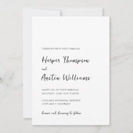 Invitación Simple Moderno Guión Boda Negro Y Blanco