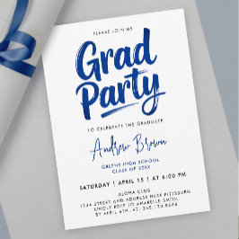 Invitación Simple Moderno Pincel Graduado Tinta Caligrafía Az