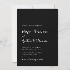 Invitación Simple Moderno Script Bodas Negras