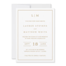 Simple Monograma de Oro Antiguo Elegante Boda