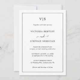Invitación Simple Monograma Elegante Boda Todo en Uno