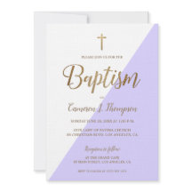 Simple morado Oro Blanco Bautismo moderno