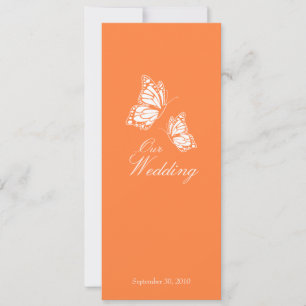 Invitación simple Naranja de mariposas Boda 2