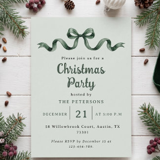 Invitación Simple Navidad Arco de Acuarela Verde Salvia