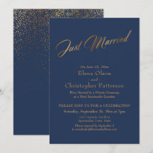 Simple Navy & Oro Guión de recién casados con conf